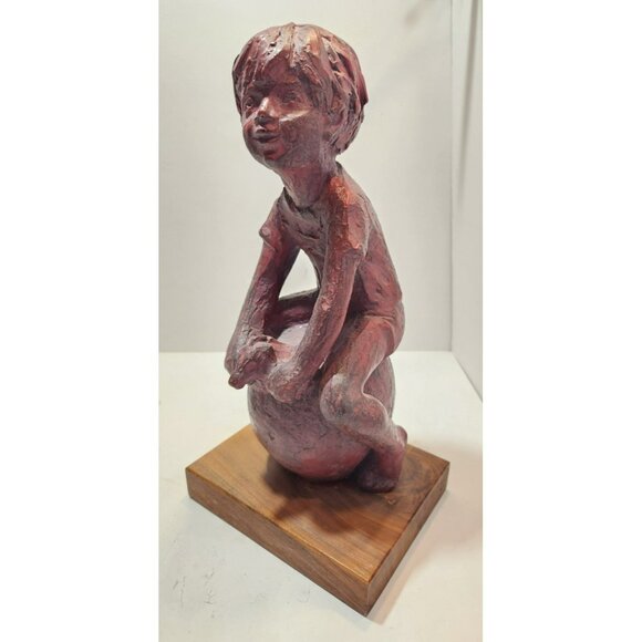 Vtg MCM Austin Productions Rare Little Boy on Hoppity Horse Sculpture 14" Tall - Picture 4 of 16